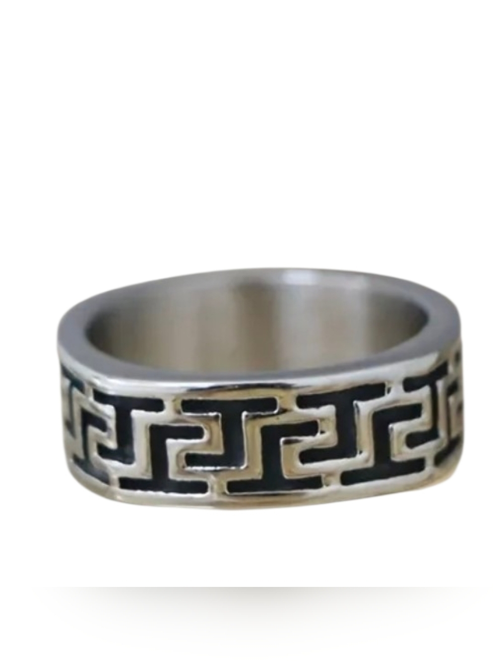 New Staunless Stell Greek Key Band Ring Geometric Size 11 - Picture 2 of 5